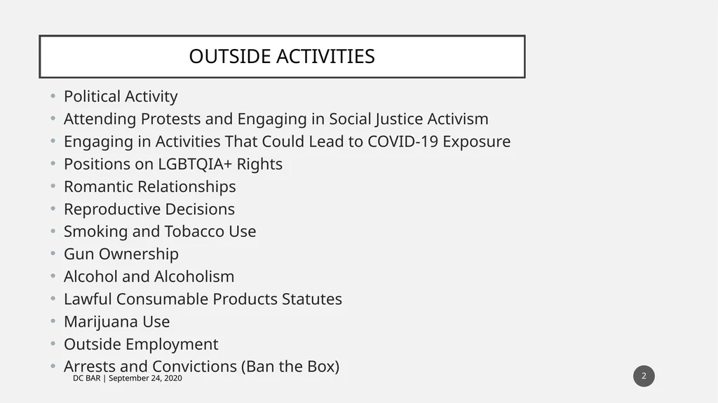 IT DIDN’T HAPPEN AT WORK: CAN THEY FIRE ME ANYWAY? - slide 2 of 63