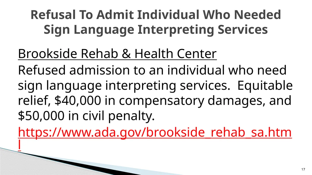 Accessible Information and Effective Communication - slide 17 of 85