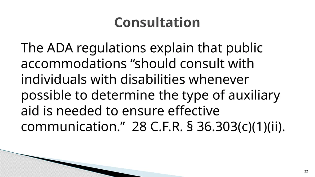 Accessible Information and Effective Communication - slide 22 of 85