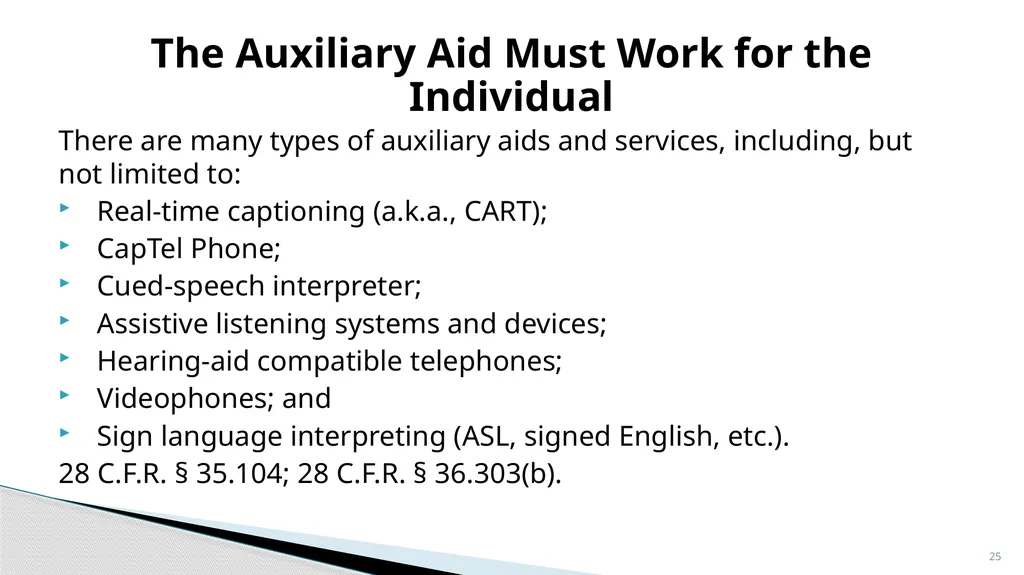 Accessible Information and Effective Communication - slide 25 of 85