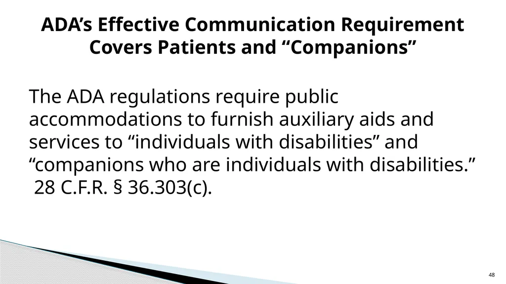 Accessible Information and Effective Communication - slide 48 of 85