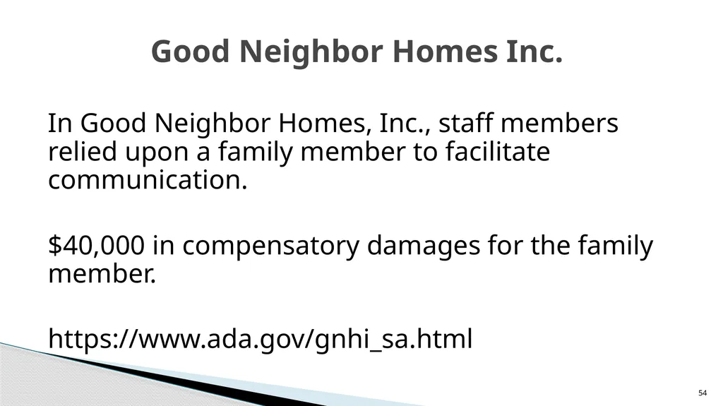 Accessible Information and Effective Communication - slide 54 of 85