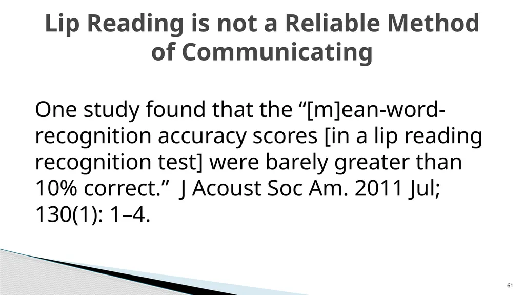 Accessible Information and Effective Communication - slide 61 of 85