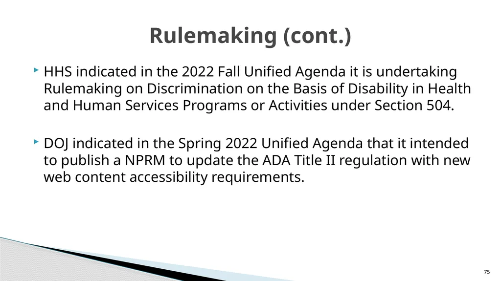 Accessible Information and Effective Communication - slide 75 of 85