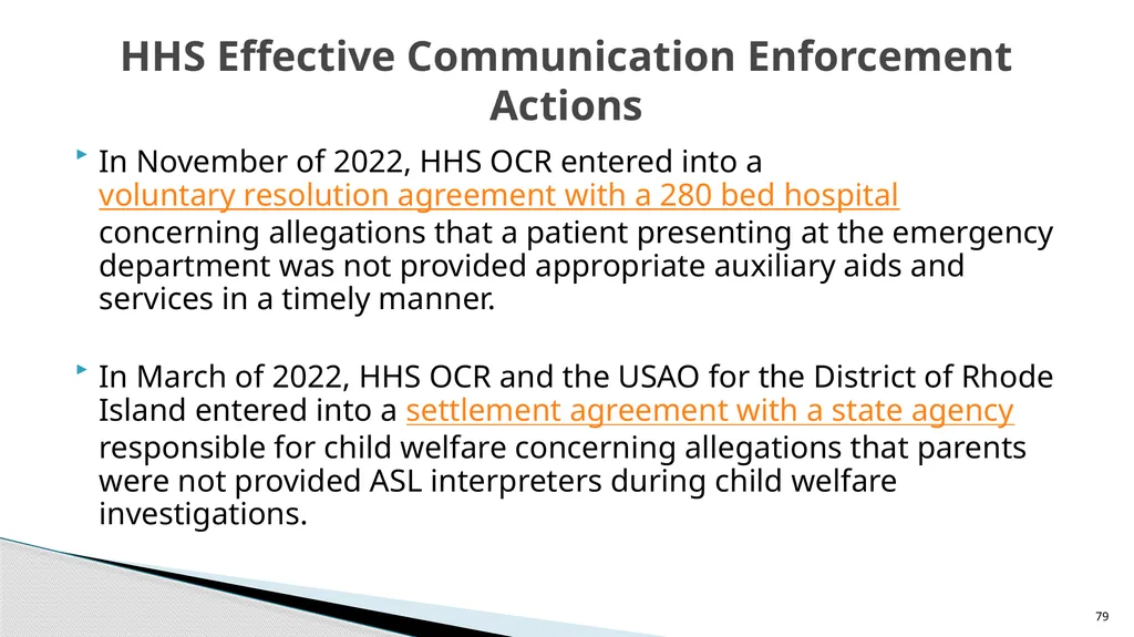 Accessible Information and Effective Communication - slide 79 of 85