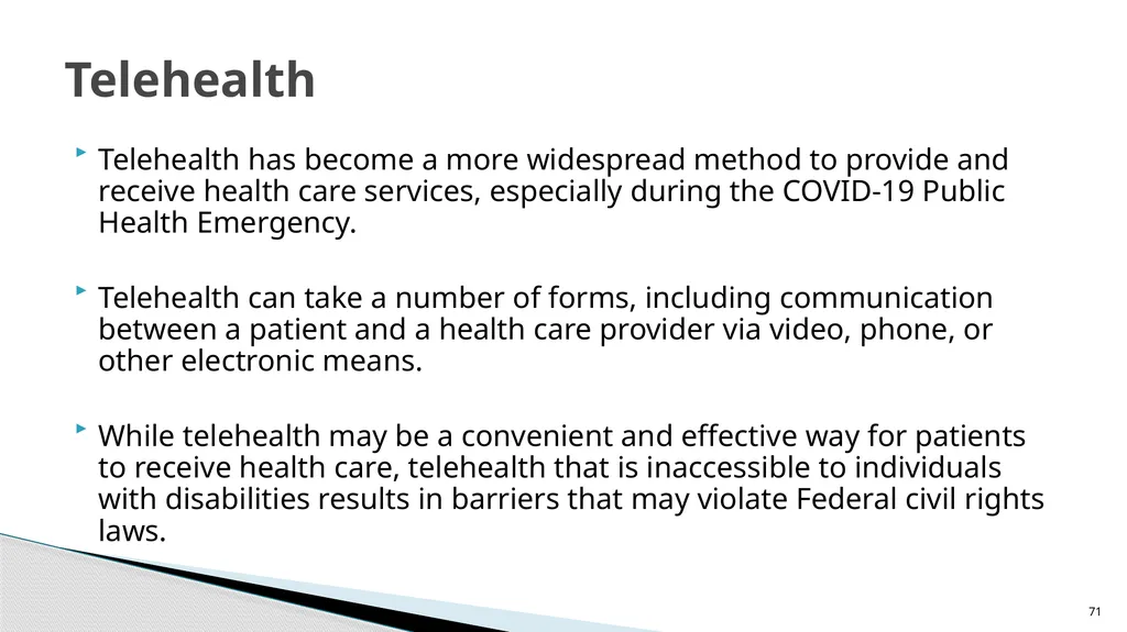 Accessible Information and Effective Communication - slide 71 of 85