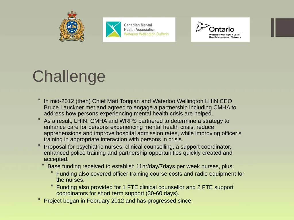 Waterloo Region Specialized Crisis Team Project: - slide 6 of 30