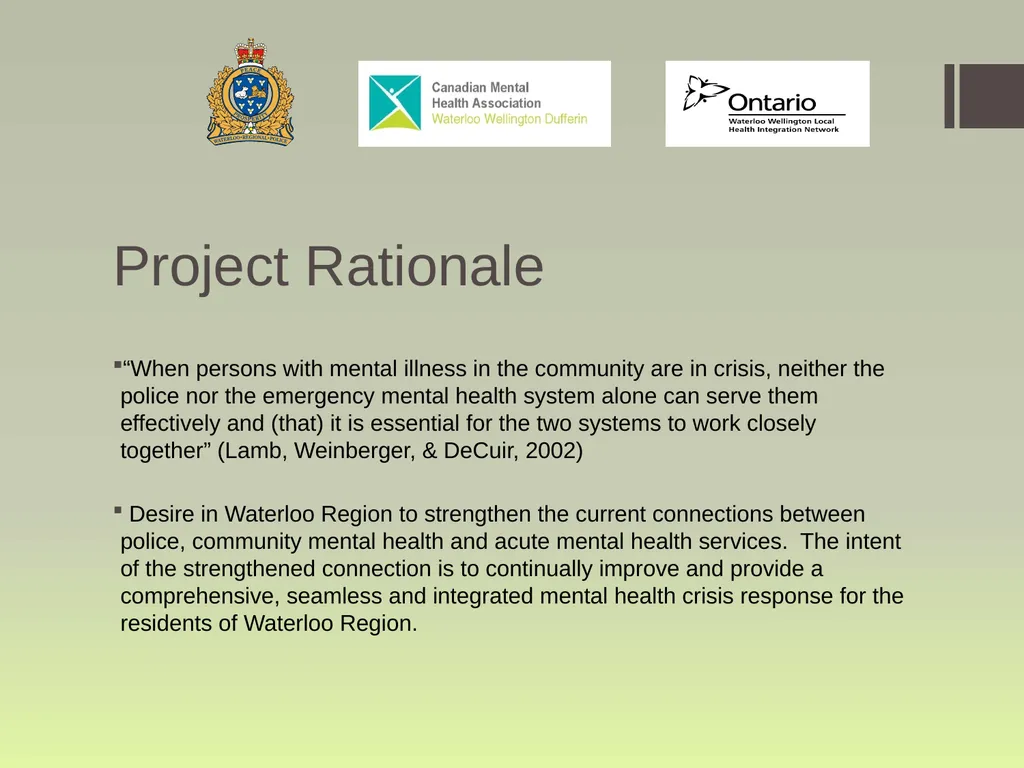 Waterloo Region Specialized Crisis Team Project: - slide 4 of 30