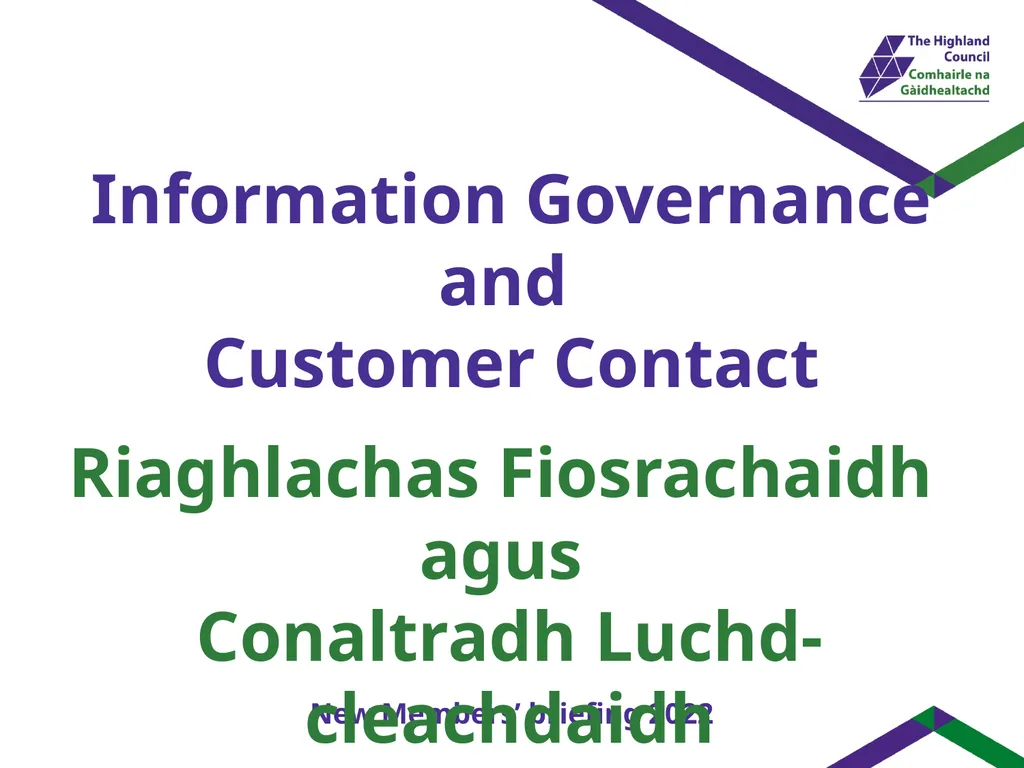 Information Governance and Customer Contact New - slide 1 of 47