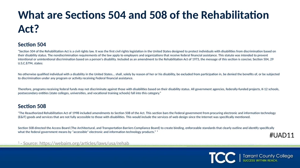 ADA, 504, 508, WCAG: I’m Supposed To Be Meeting - slide 5 of 22