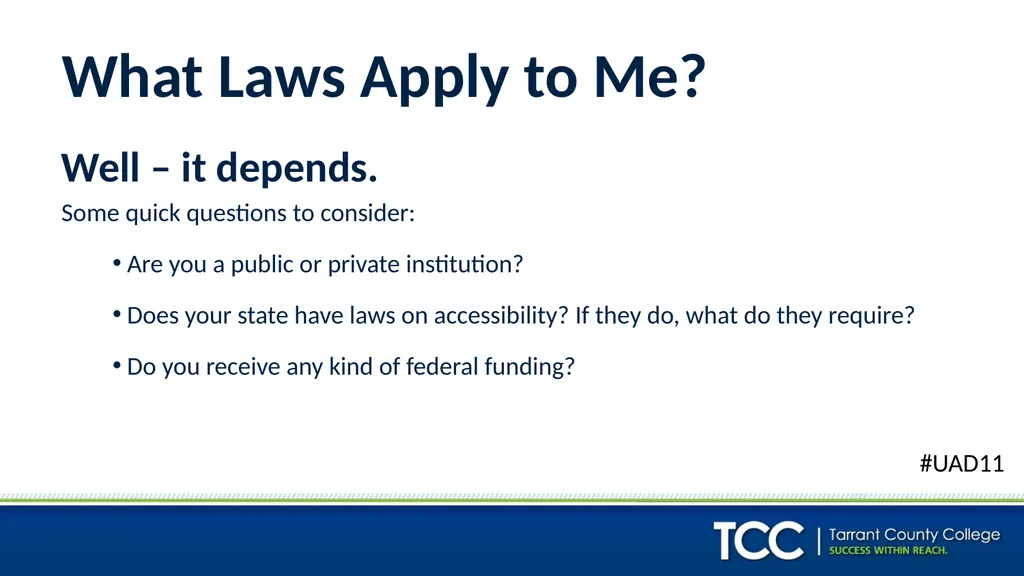 ADA, 504, 508, WCAG: I’m Supposed To Be Meeting - slide 7 of 22