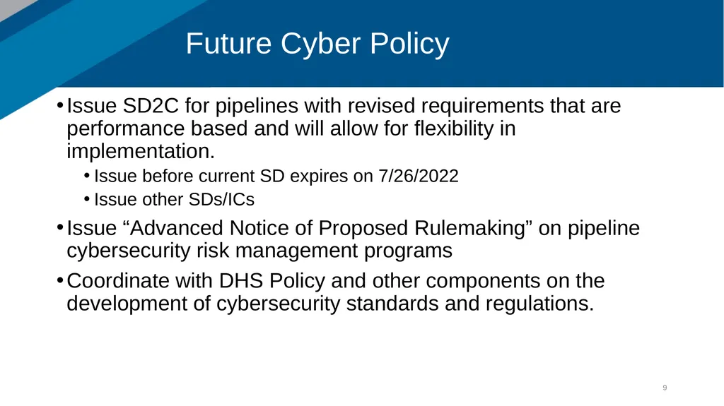 TSA Update David Cooper Surface Policy Division - slide 9 of 12