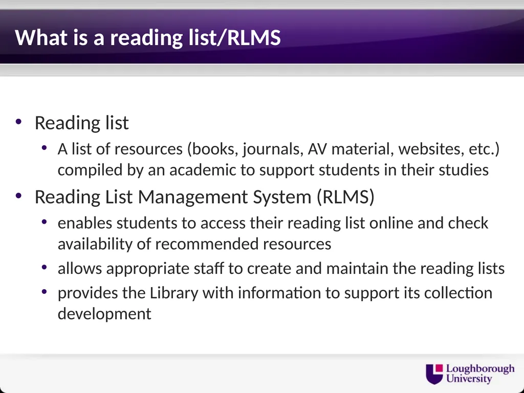 Reading Lists - End to End Gary Brewerton - slide 4 of 15