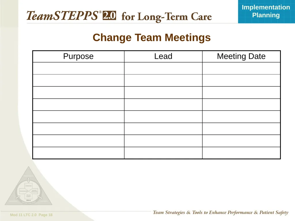 Implementation Planning Objectives Describe the - slide 18 of 20