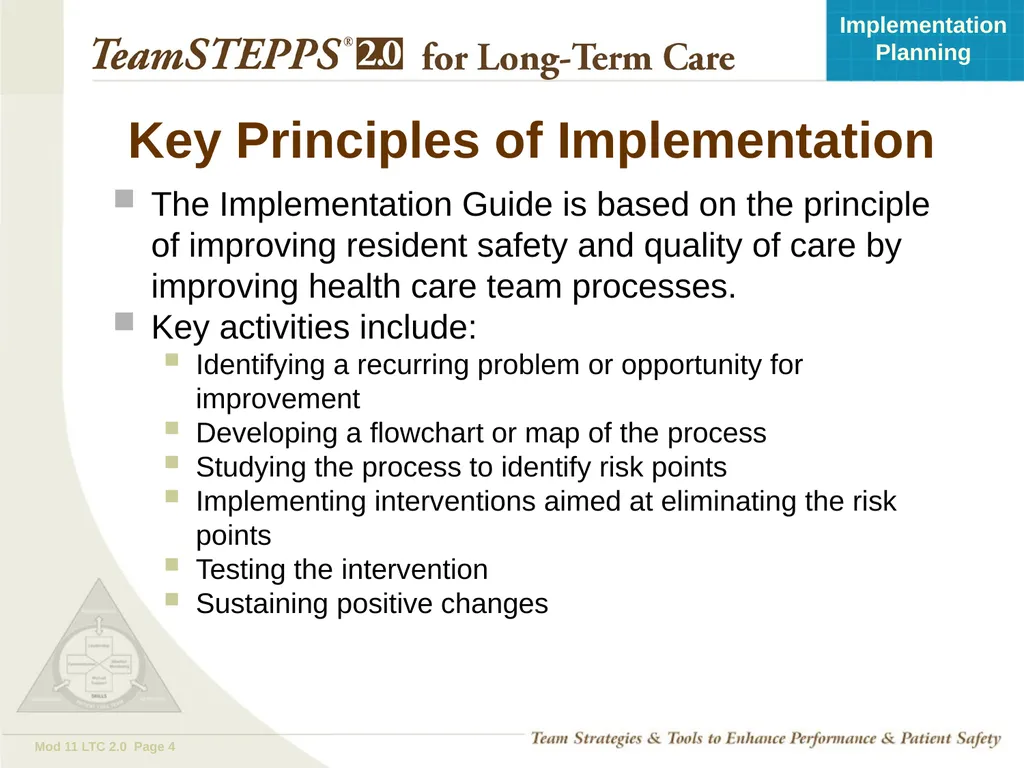 Implementation Planning Objectives Describe the - slide 4 of 20