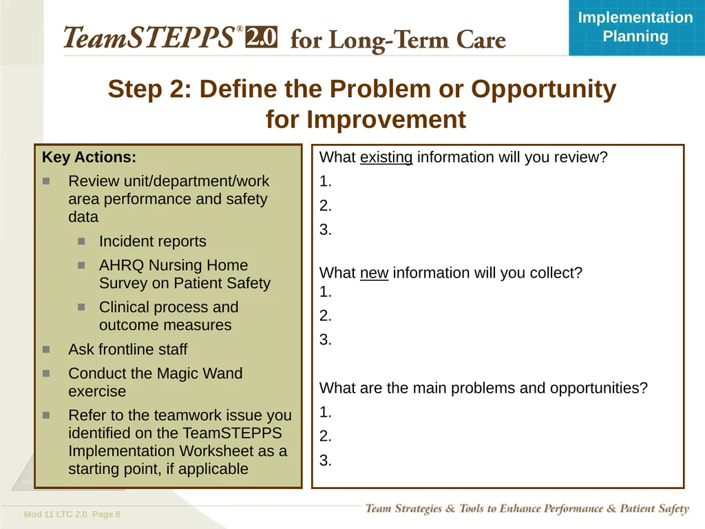 Implementation Planning Objectives Describe the - slide 8 of 20