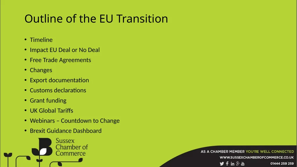 EU Transition Impacts on East Sussex The BCC is a - slide 3 of 26