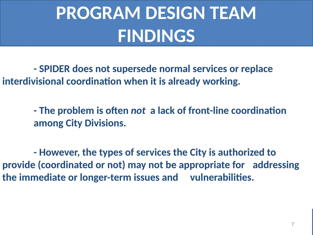 Program Update: The Specialized Program for - slide 7 of 19