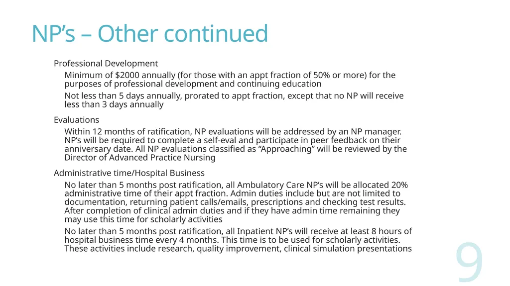 2018 Nursing Contract Summary Joint presentation - slide 9 of 49
