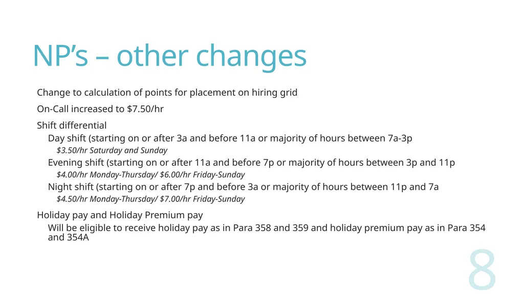 2018 Nursing Contract Summary Joint presentation - slide 8 of 49