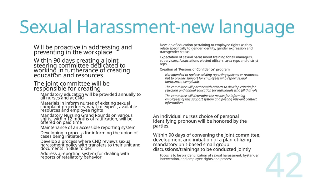 2018 Nursing Contract Summary Joint presentation - slide 42 of 49