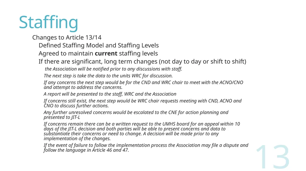 2018 Nursing Contract Summary Joint presentation - slide 13 of 49