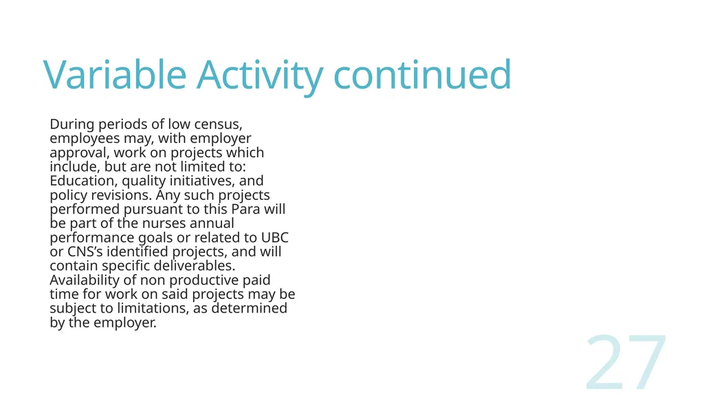 2018 Nursing Contract Summary Joint presentation - slide 27 of 49