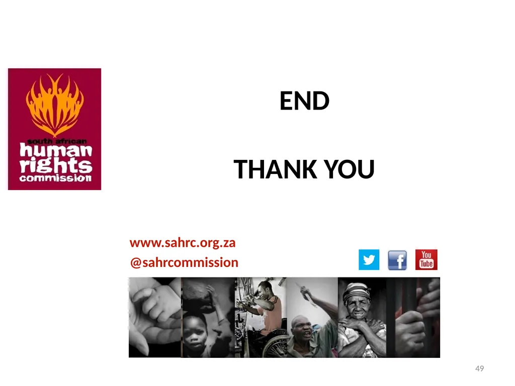 SOUTH AFRICAN HUMAN RIGHTS COMMISSION Performance - slide 49 of 49
