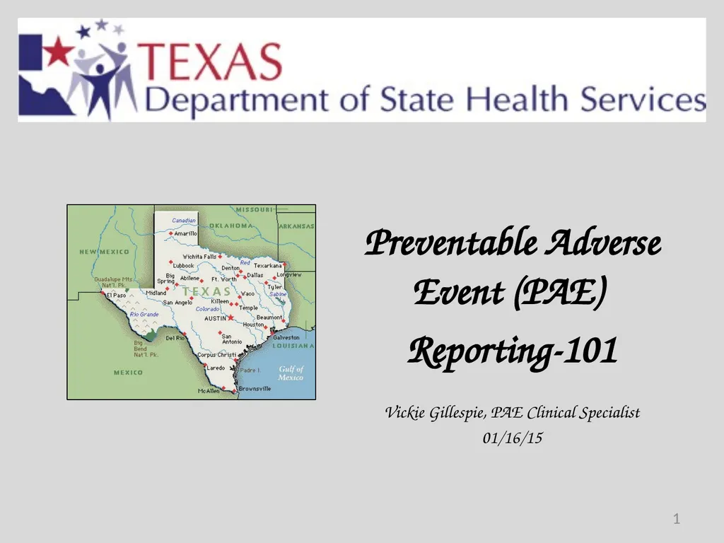 Preventable Adverse Event (PAE) Reporting-101 - slide 1 of 40