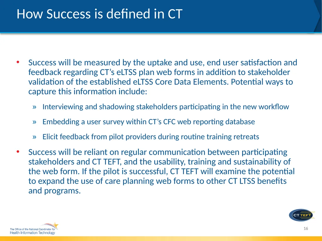 electronic Long-Term Services & Supports (eLTSS) - slide 16 of 18