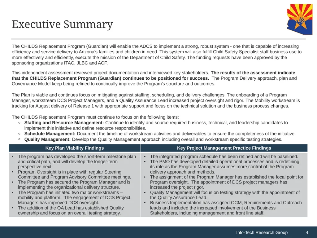 CHILDS Replacement Program: F2017 Q4 Assessment - slide 4 of 33