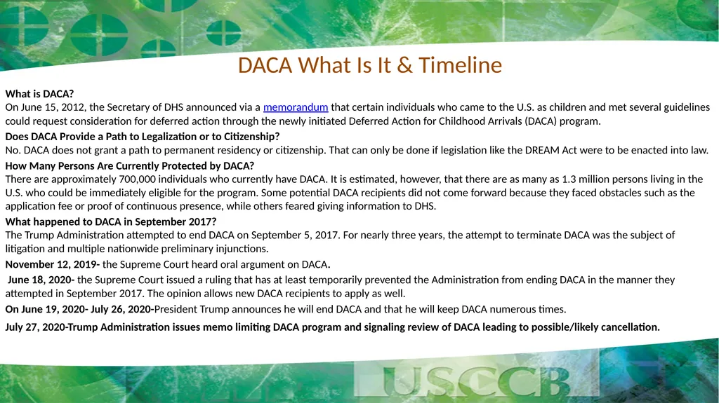 Update on SCOTUS Decision on DACA: What We Know - slide 2 of 7