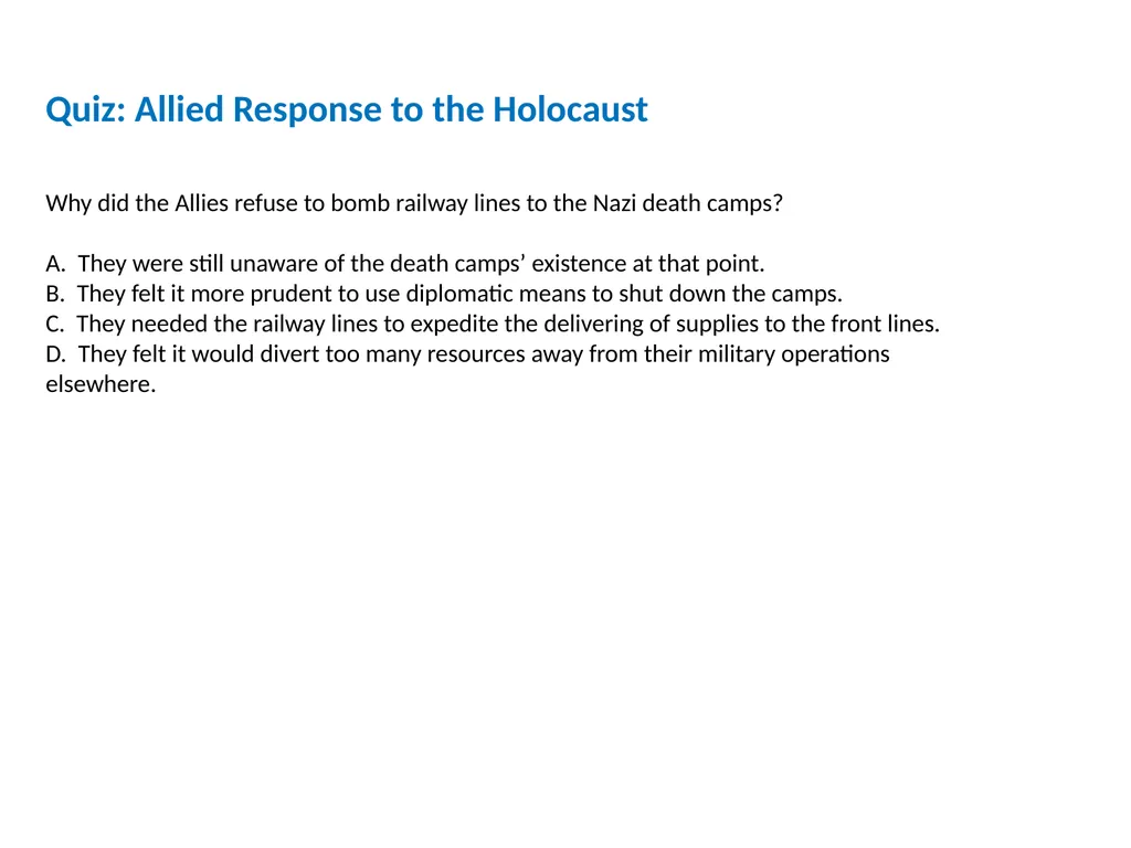 World War II (1931-1945) Lesson 7 The Holocaust - slide 18 of 18
