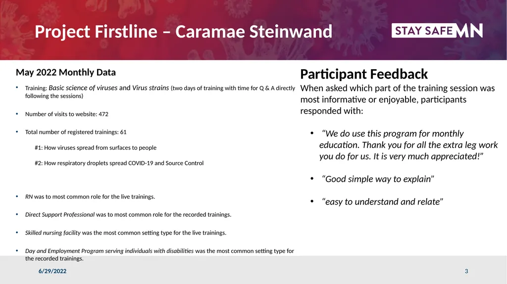 ARRM/MOHR Conversation with MDH July 6, 2022 - slide 3 of 26