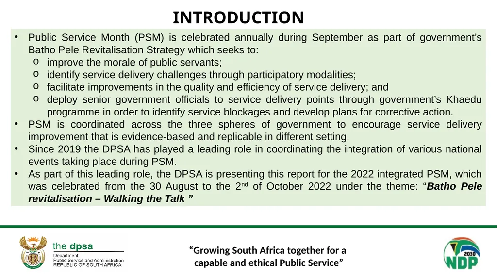 “Growing South Africa together for a capable and - slide 2 of 18