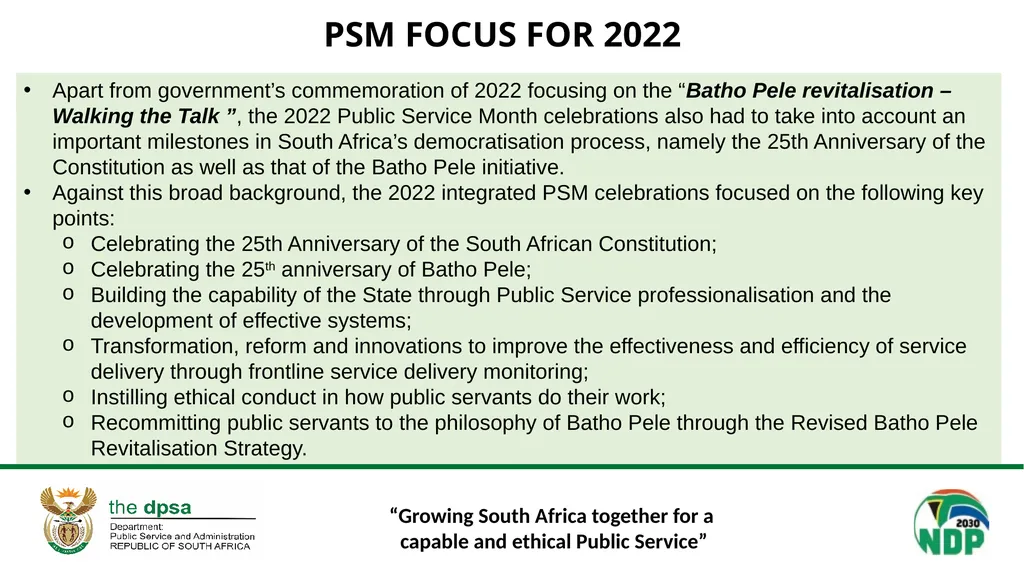 “Growing South Africa together for a capable and - slide 3 of 18