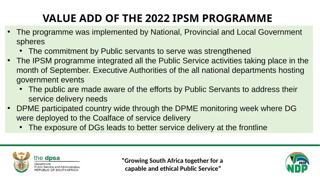 “Growing South Africa together for a capable and - slide 10 of 18