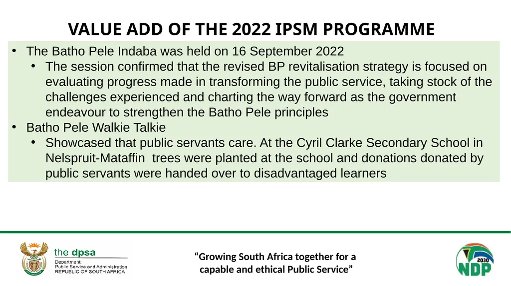“Growing South Africa together for a capable and - slide 11 of 18