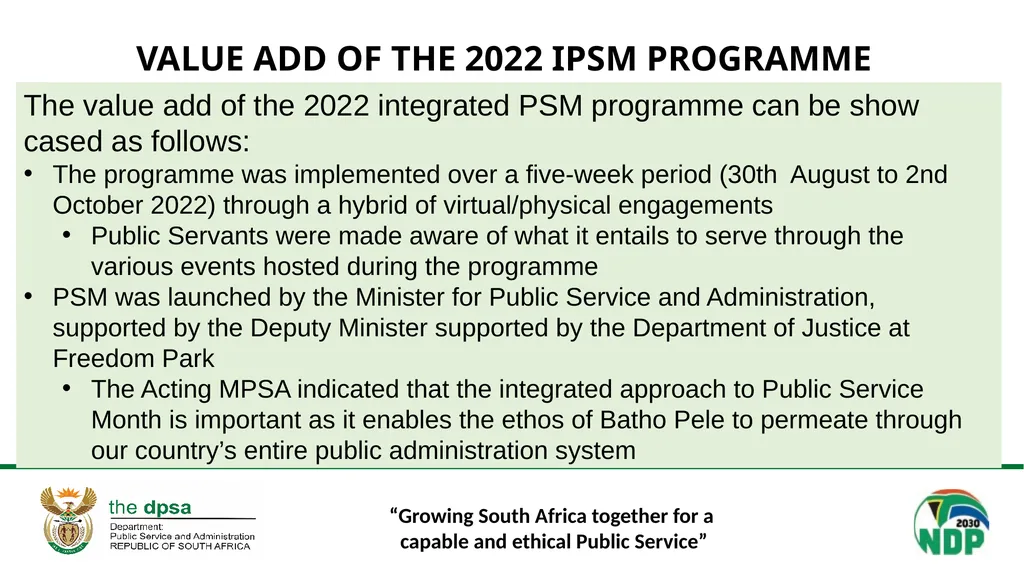 “Growing South Africa together for a capable and - slide 9 of 18