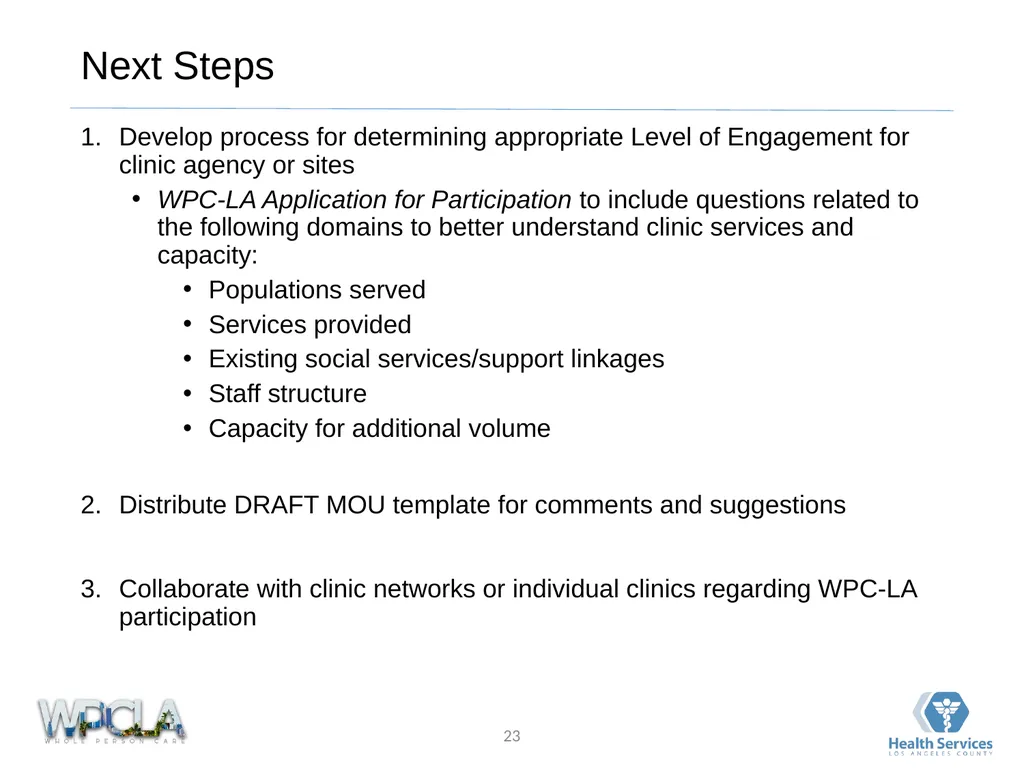 Framework for Community Clinic Collaboration March - slide 23 of 25