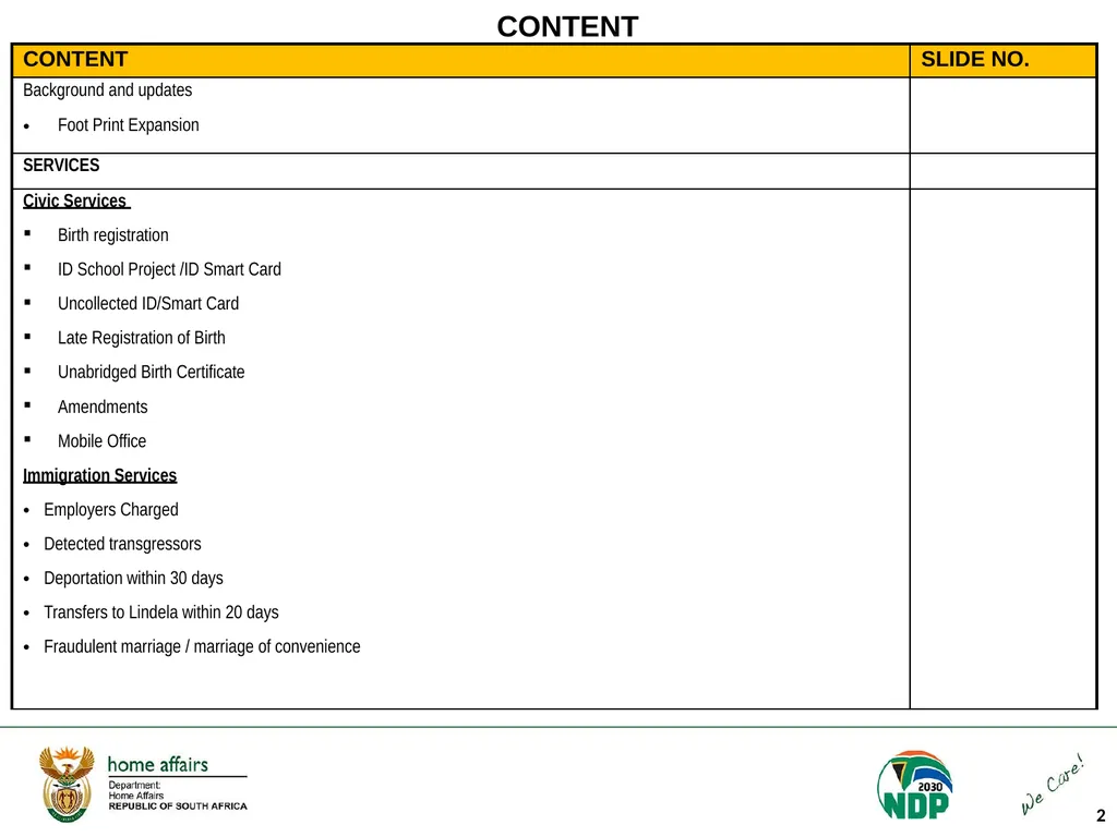Portfolio Committee on Home Affairs briefing - slide 2 of 58