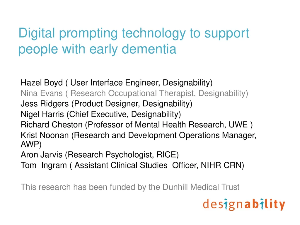 Digital prompting technology to support people - slide 1 of 27