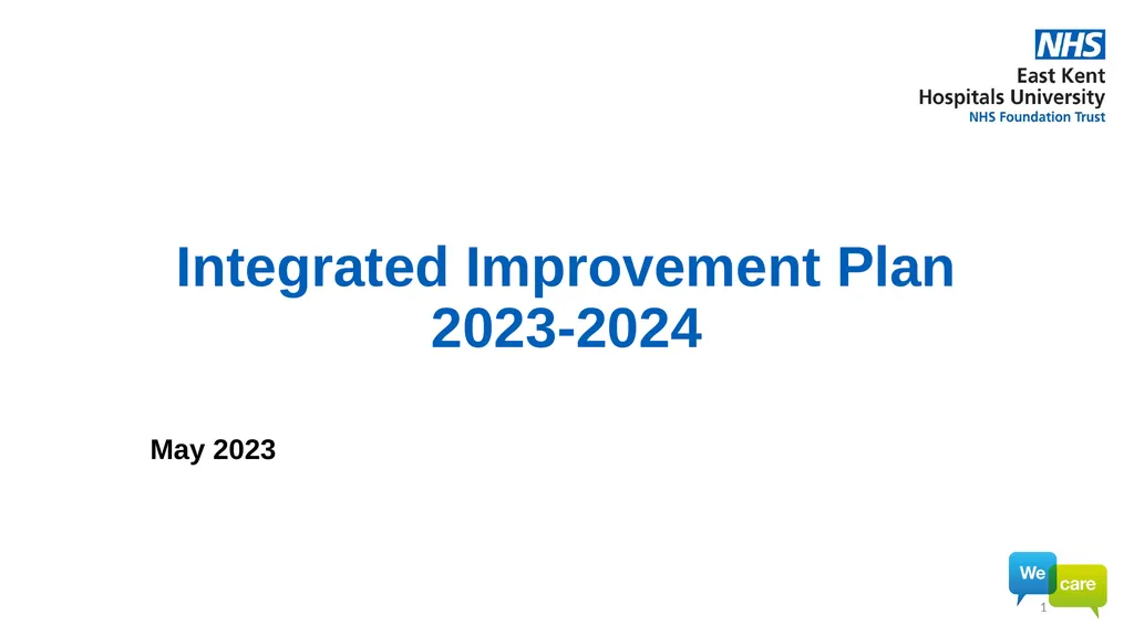 1 May 2023 Integrated Improvement Plan 2023-2024 2 - slide 1 of 13