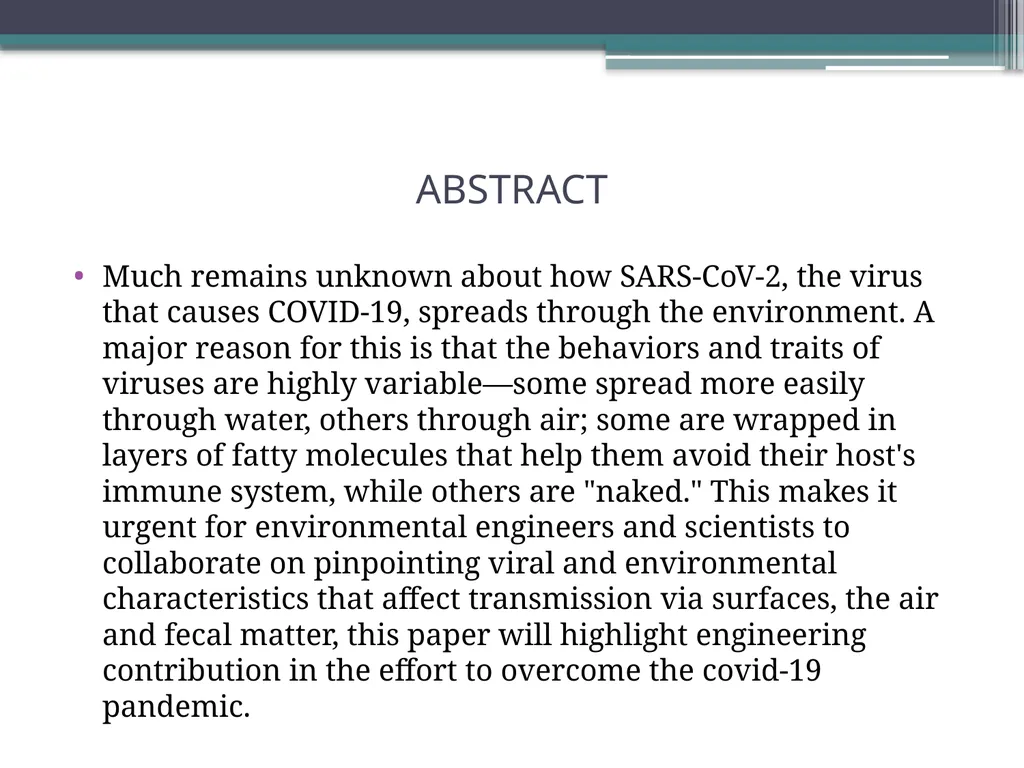 ENGINEERING STRATEGIES FOR HANDLING COVID-19 FOR - slide 3 of 22