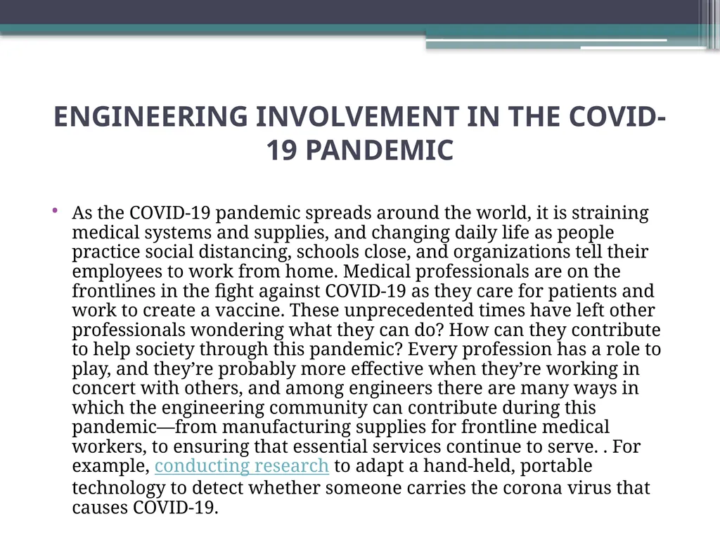 ENGINEERING STRATEGIES FOR HANDLING COVID-19 FOR - slide 10 of 22