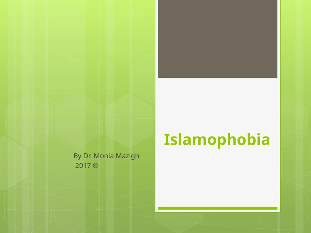 Islamophobia By Dr. Monia Mazigh 2017 © - slide 1 of 58