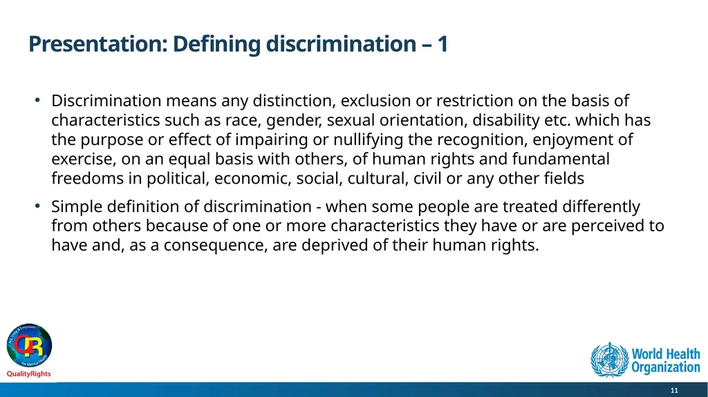 WHO QualityRights core training - for all services - slide 11 of 174