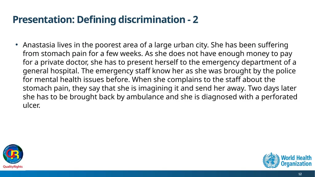 WHO QualityRights core training - for all services - slide 12 of 174