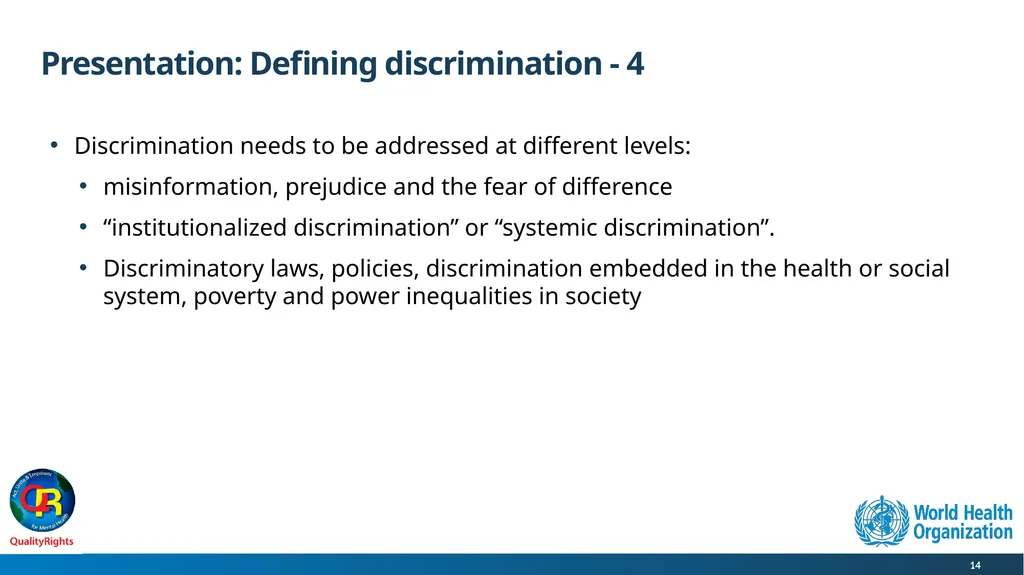 WHO QualityRights core training - for all services - slide 14 of 174