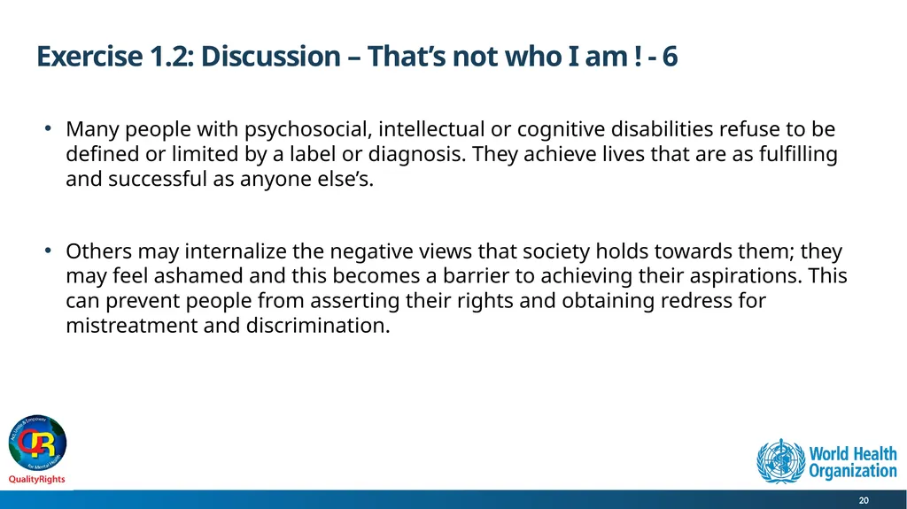 WHO QualityRights core training - for all services - slide 20 of 174